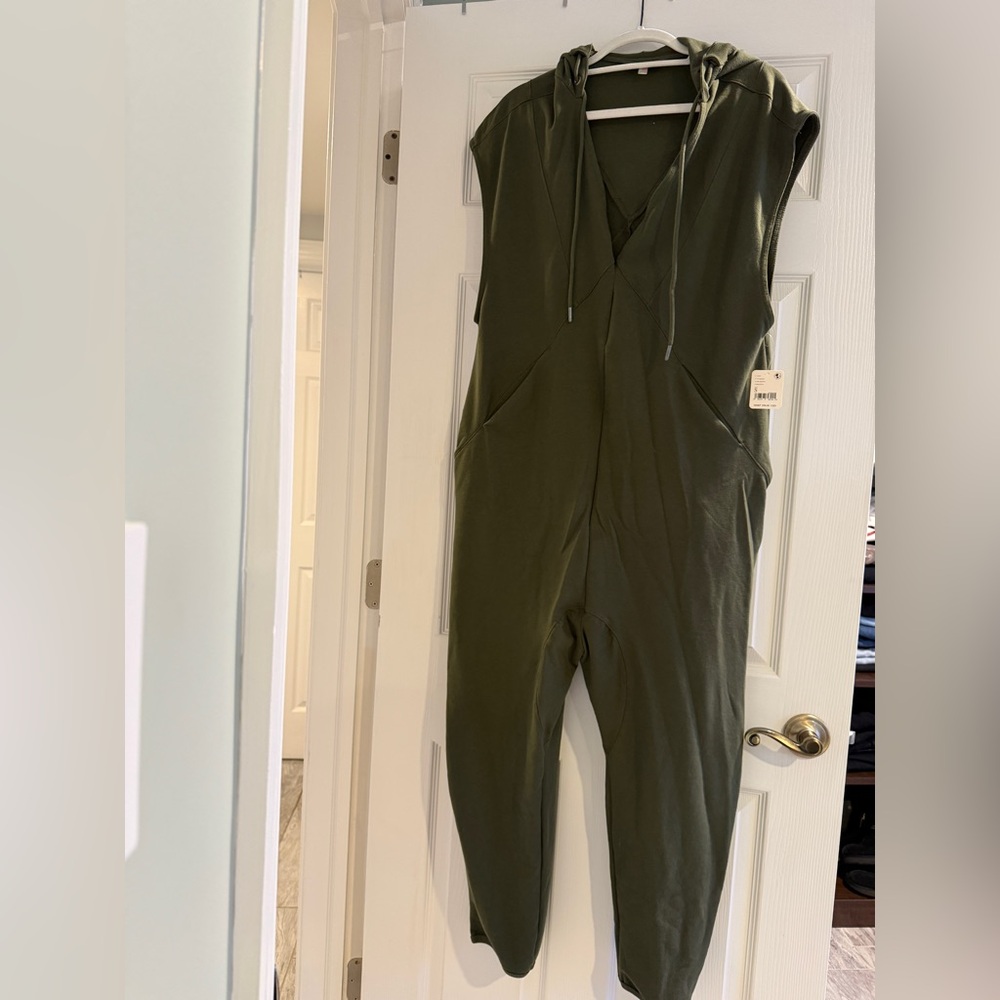 Women's Olive Green Hooded Jumpsuit